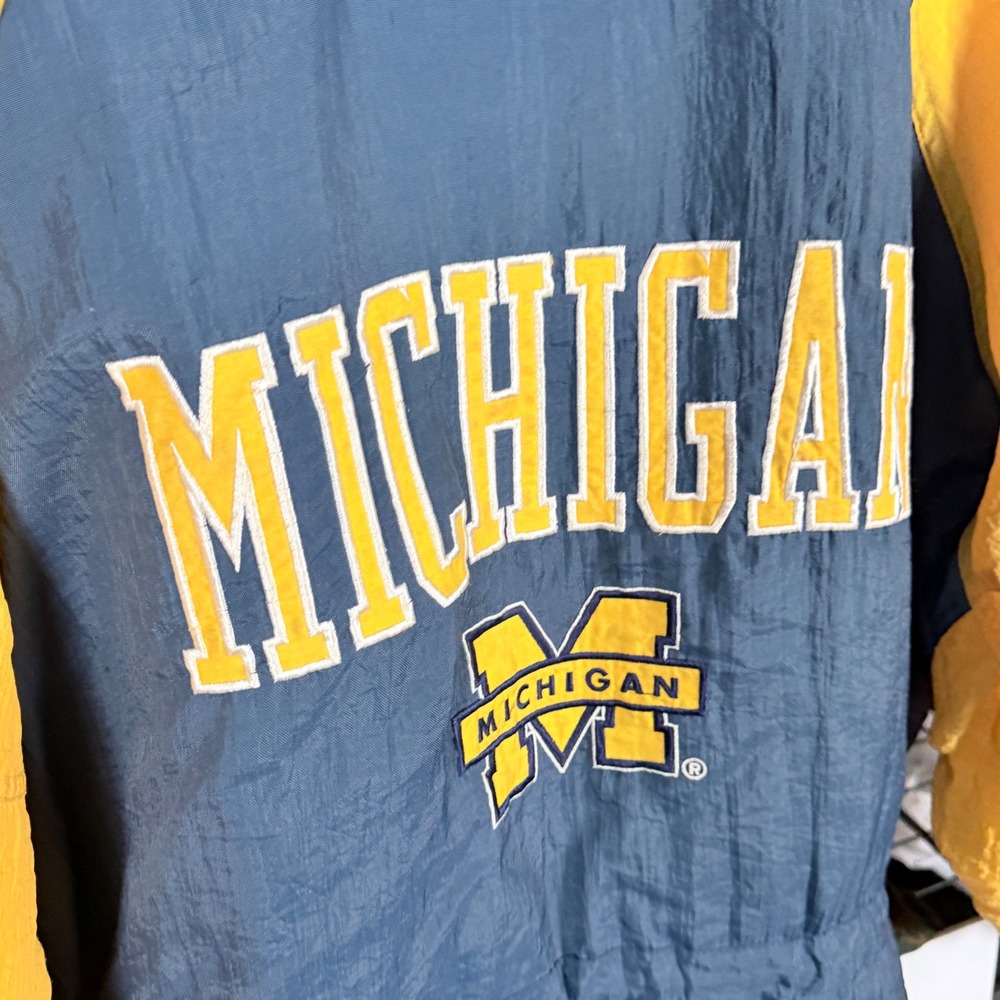 Vintage 90's Michigan Wolverines Logo 7 Jacket Mens XLarge Blue Yellow Coat - Picture 6 of 7